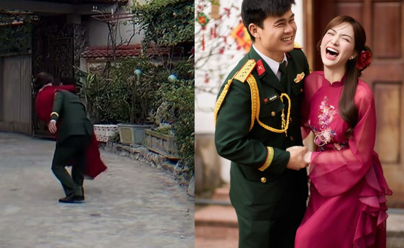 Đại úy Văn Cương nhấc bổng Hòa Minzy bằng một tay: Khoảnh khắc khiến dân mạng nói “giờ thì hiểu vì sao chị chọn anh làm chồng”!