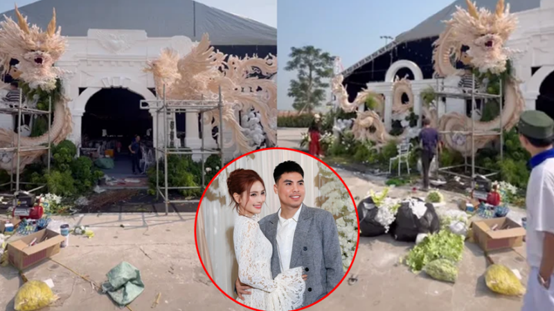 Lộ những hình ảnh đầu tiên tại đám cưới MC Huyền Trang và cầu thủ Đức Huy: Chỉ nhìn cổng cưới thôi đã thấy độ xa hoa, sang như đám cưới quý tộc